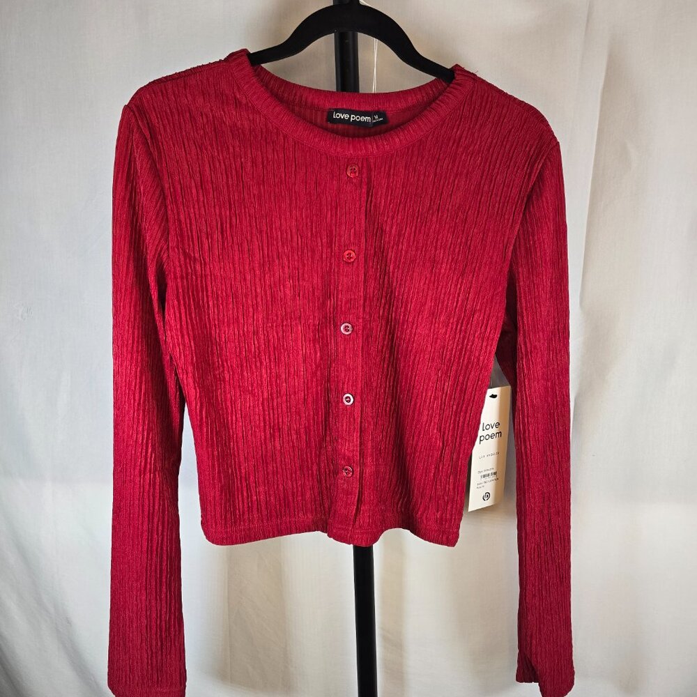 Love Poem Red Ribbed Button-Front Top & Wide-Leg Pants Set - Picture 4 of 4